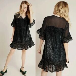 New Anthropologie AMADI Lucinda BlacK Textured DRESS New Year's Eve